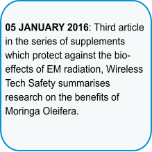05 JANUARY 2016: Third article in the series of supplements which protect against the bio-effects of EM radiation, Wireless Tech Safety summarises research on the benefits of Moringa Oleifera.